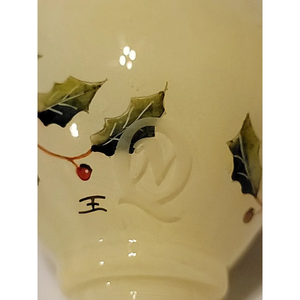 Ne'Qwa Art Hand Blown Glass Reverse Painted Cardinal, Holly, Pine Cones Ornament